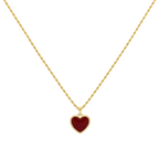 18K Real Gold Red Heart Necklace