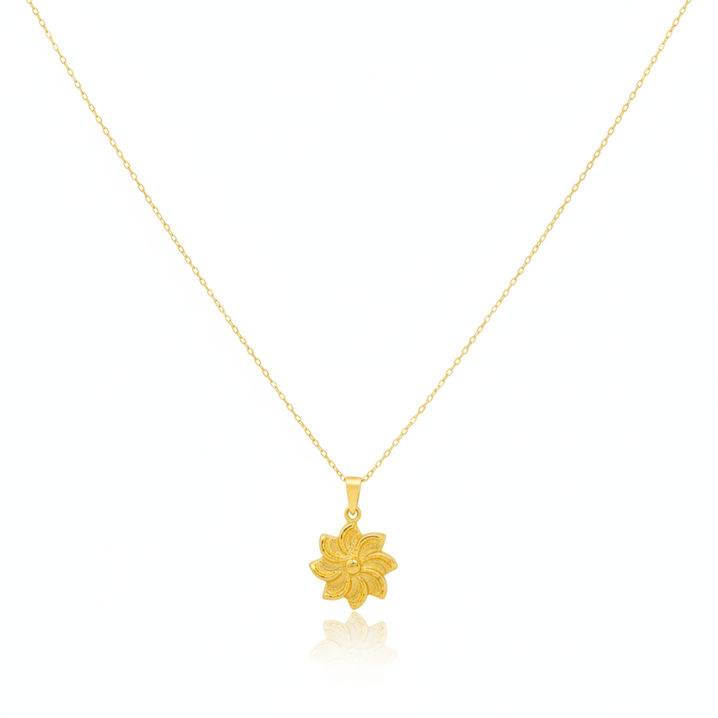 18K Real Gold Field Flower Necklace
