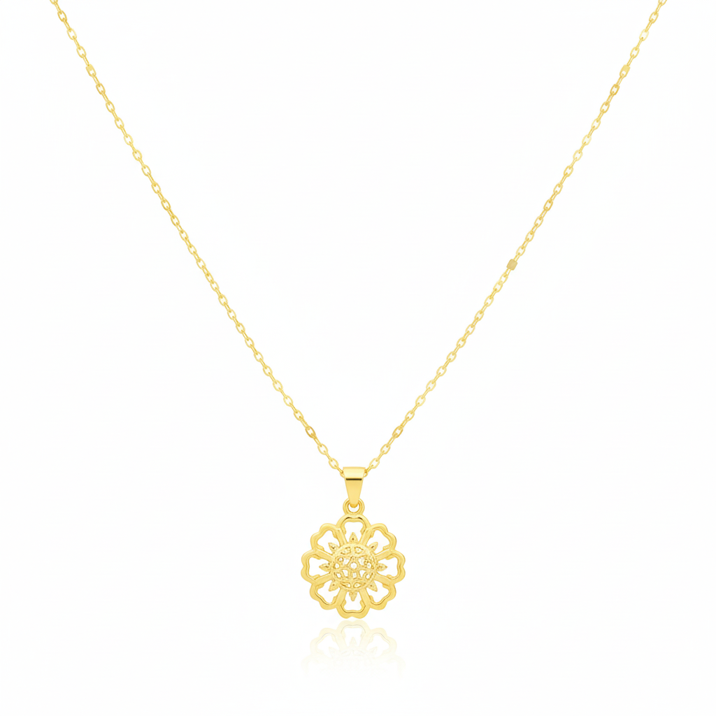 18K Real Gold Spot Flower Necklace