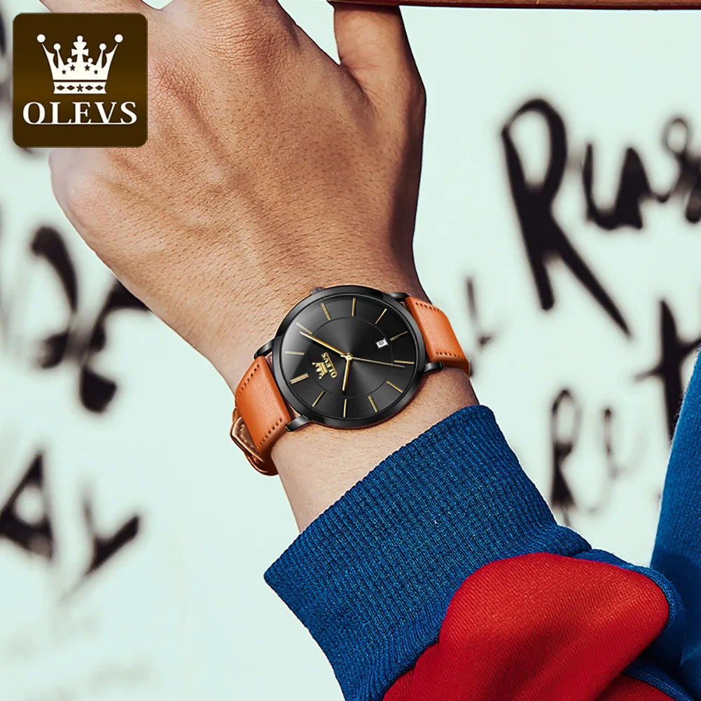 OLEVS 5869 Fashion Genuine Leather Men's Watch