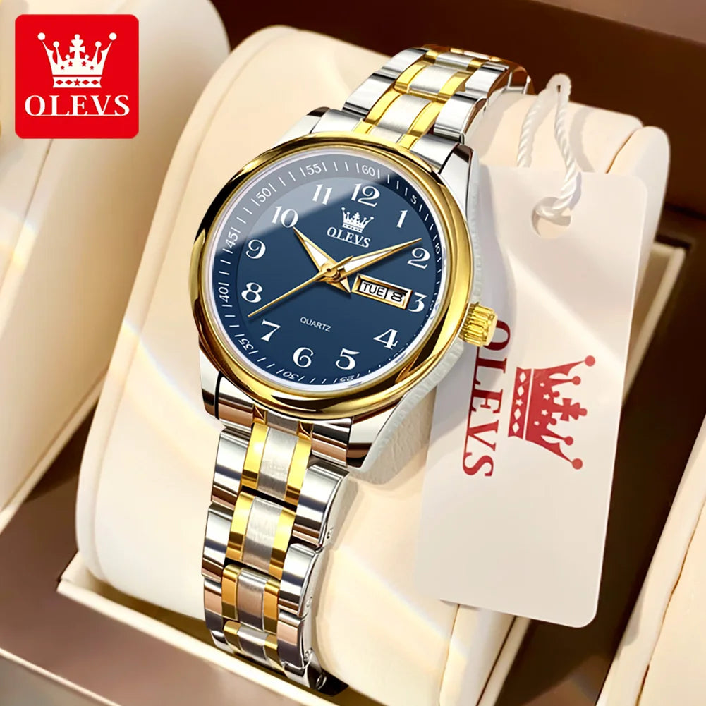 OLEVS Brand Luxury Gold Quartz Watch for Womens