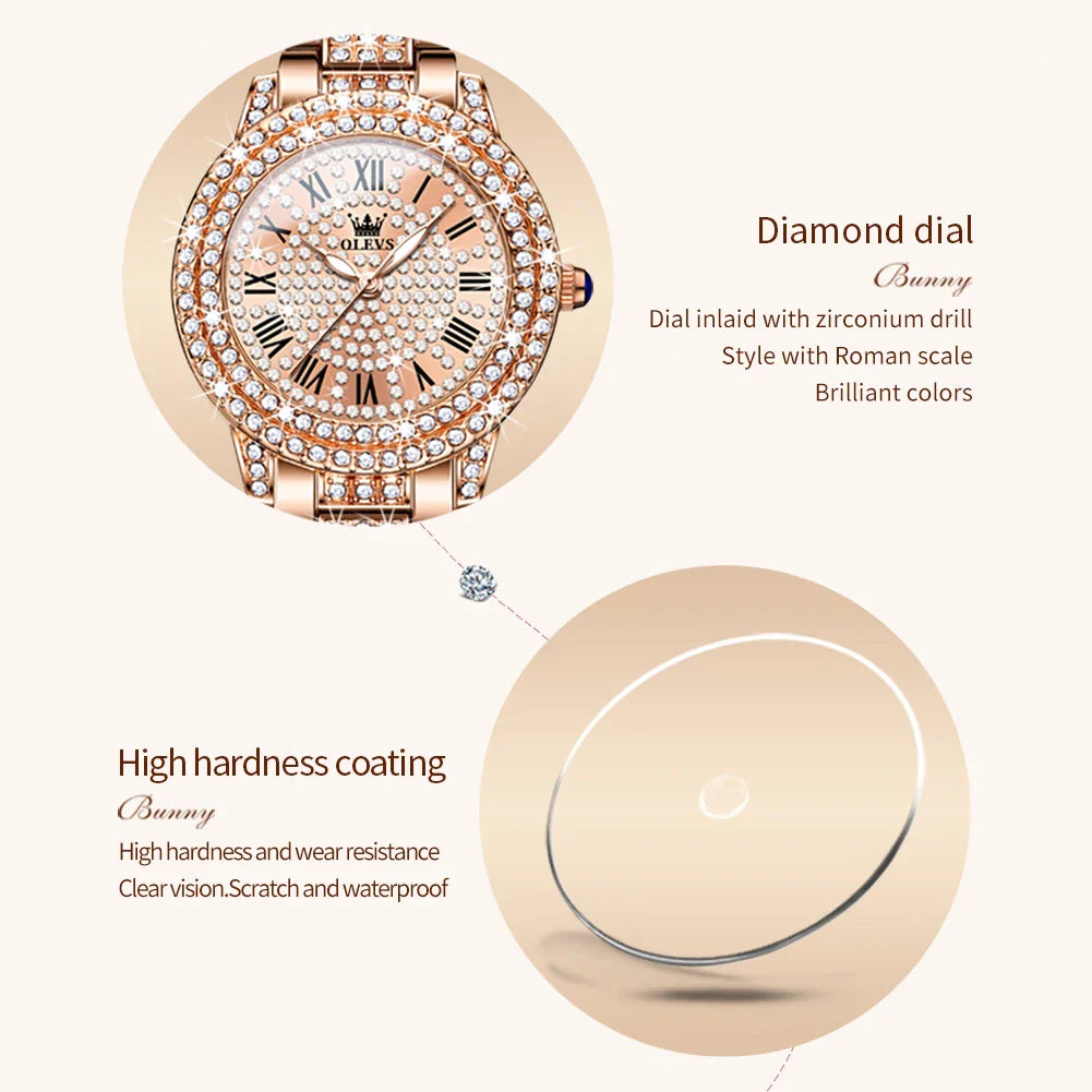 OLEVS 9943 Luxury All Diamond Original Quartz Watch for Women