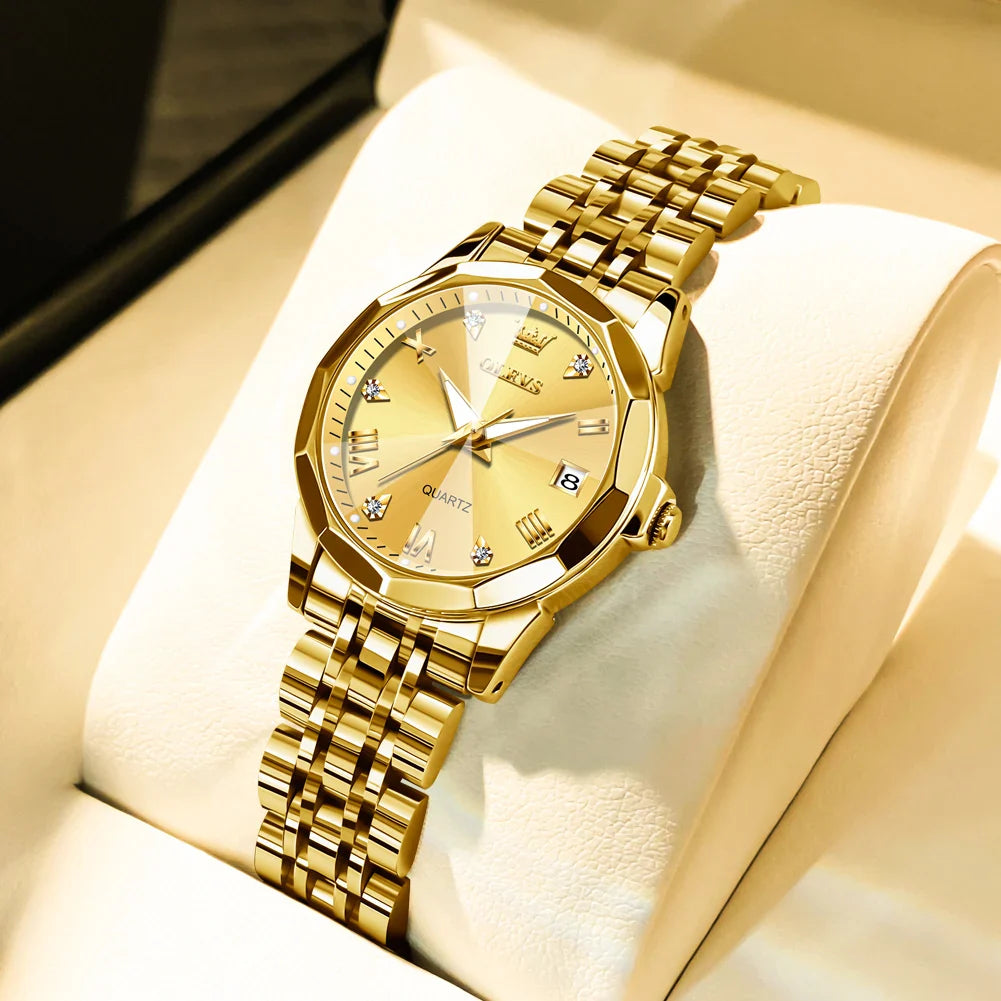 OLEVS Fashion Golden Watch for Women