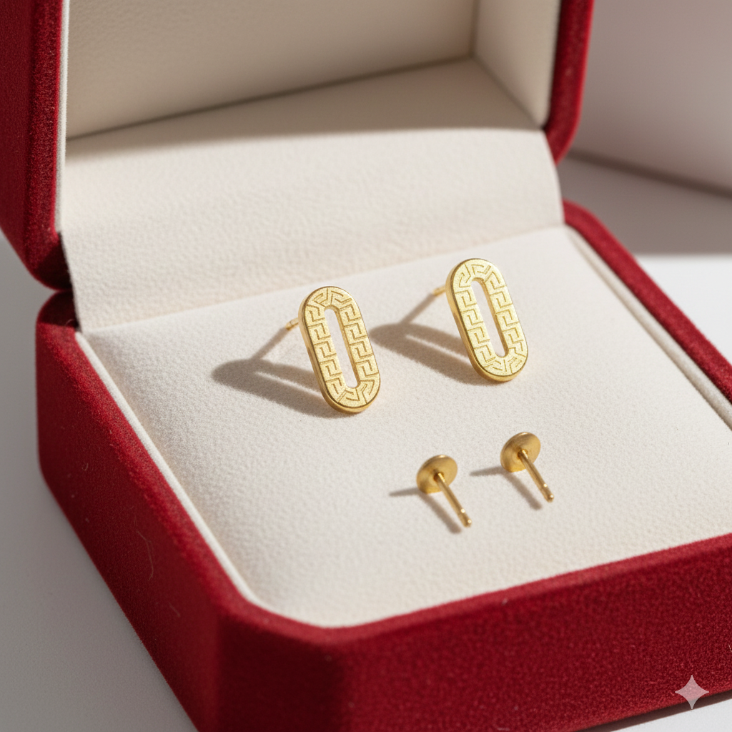 18K Real Gold Clip Style Earrings