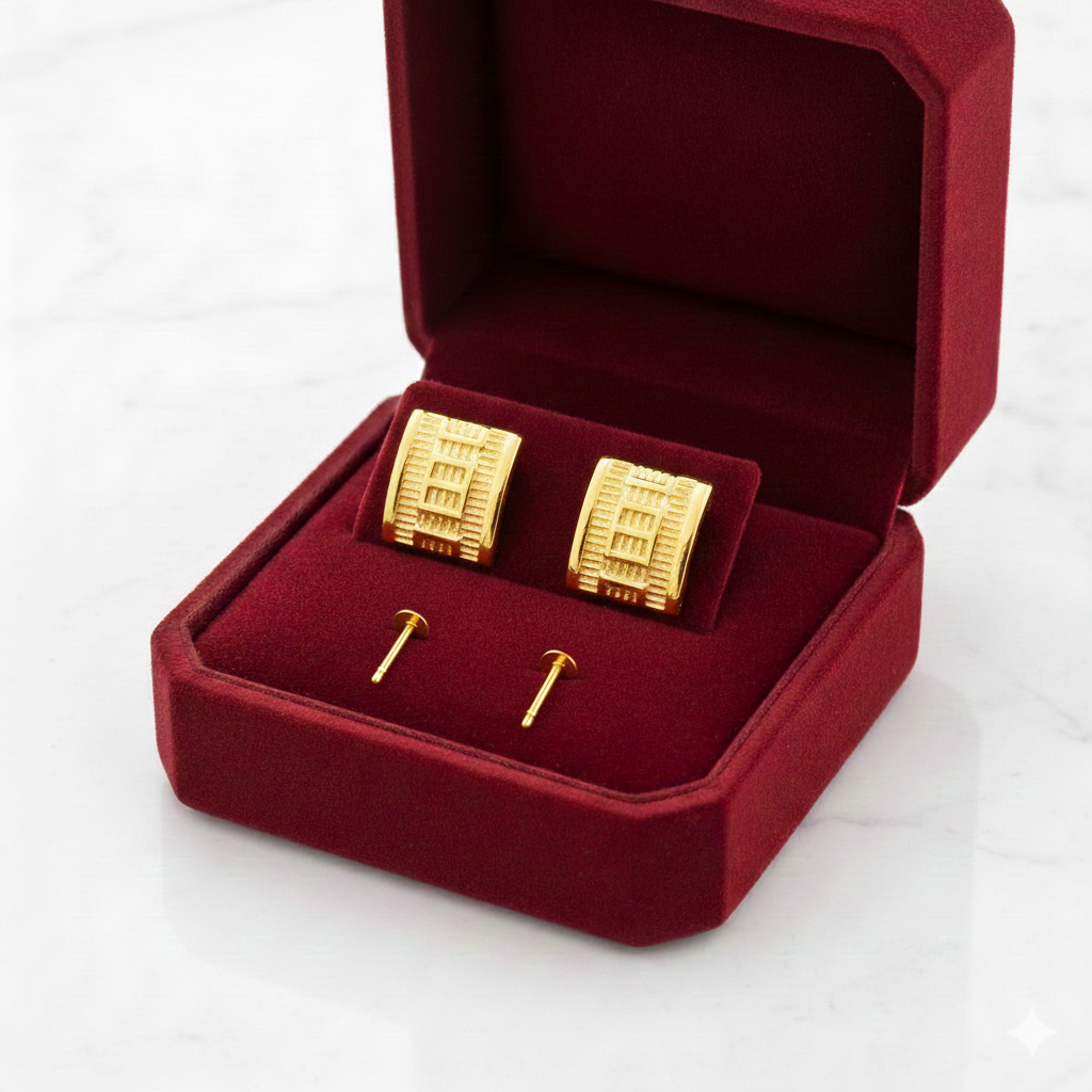 18K Real Gold Maze Earrings