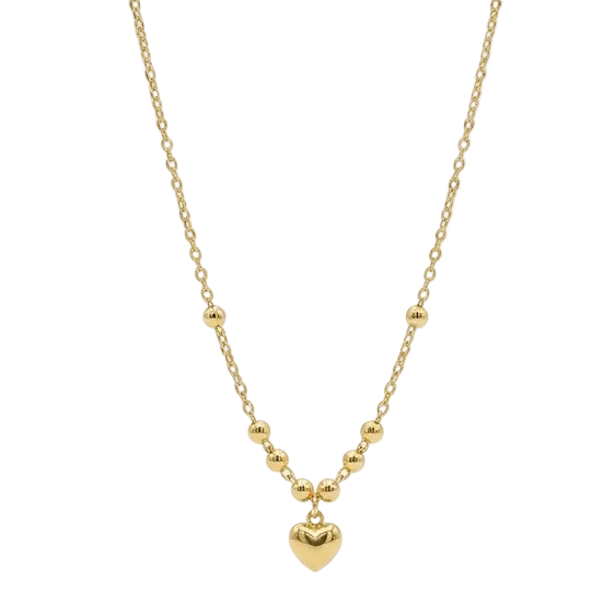 Two gold necklaces on a light gray background