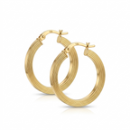 18k Gold Flat Lines Loop Earrings