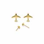 18k Gold Airplane Screw Earrings