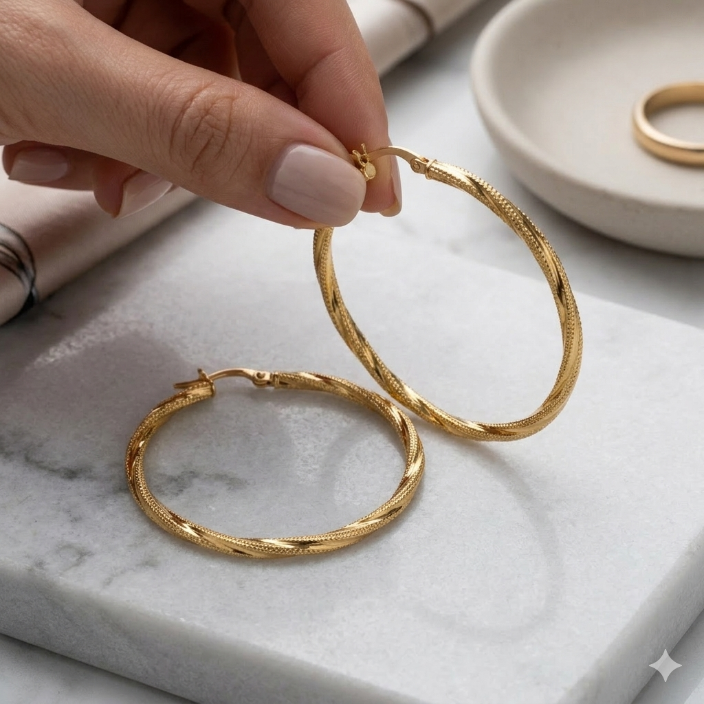 18k Gold Twisted Loop Earrings