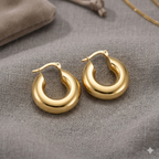 18k Gold Thick Round Loop Earrings
