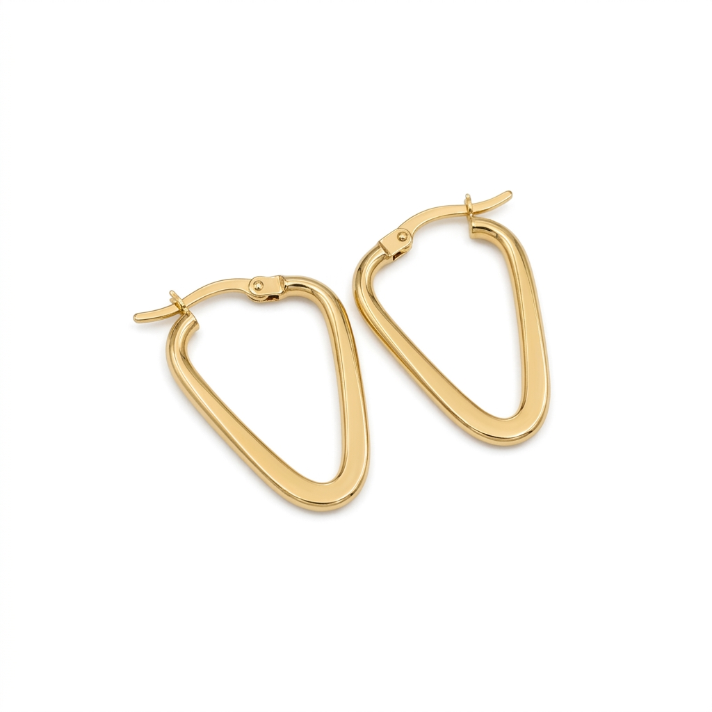 18k Gold U Oval Loop Earrings