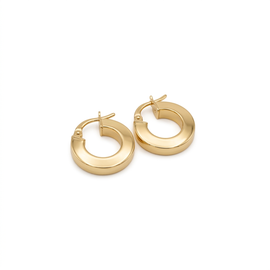 18k Gold Solid Shiny Loop Earrings