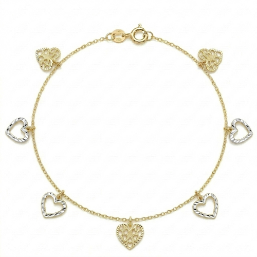 18k Gold Heart Clover Anklet