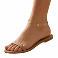 18k Gold Solid Heart Ball Anklet