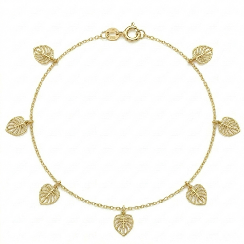 18k Gold Flower Leaf Anklet
