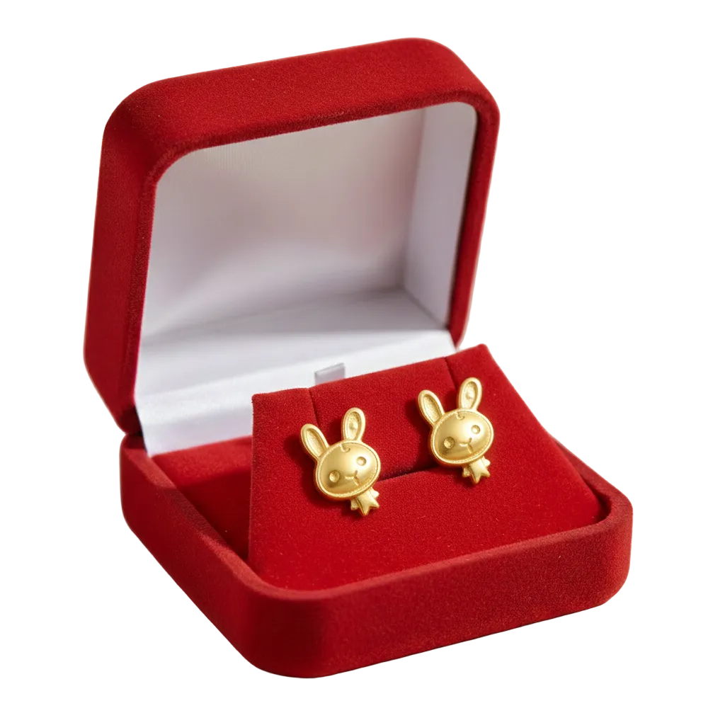 18k Gold Labubu Screw Earrings