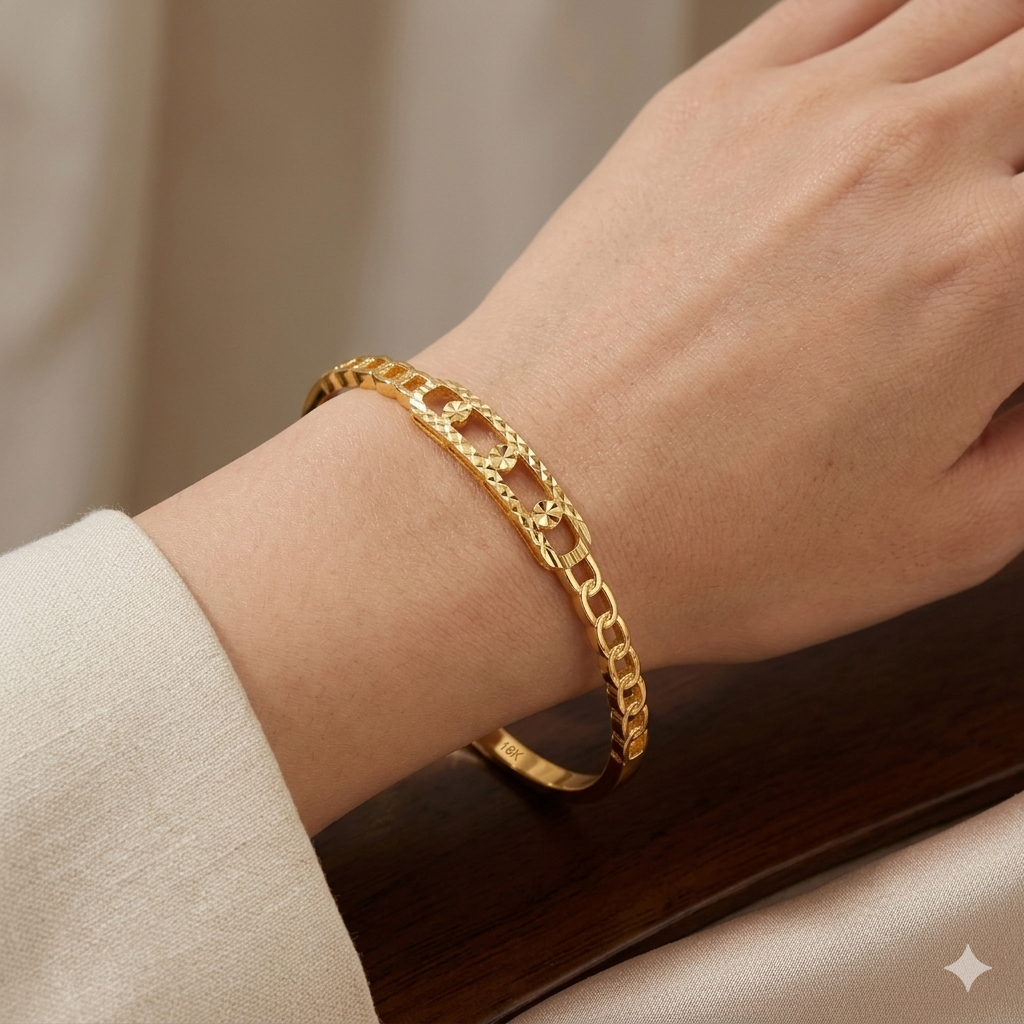 18k Gold Cuban Inspired Bangle