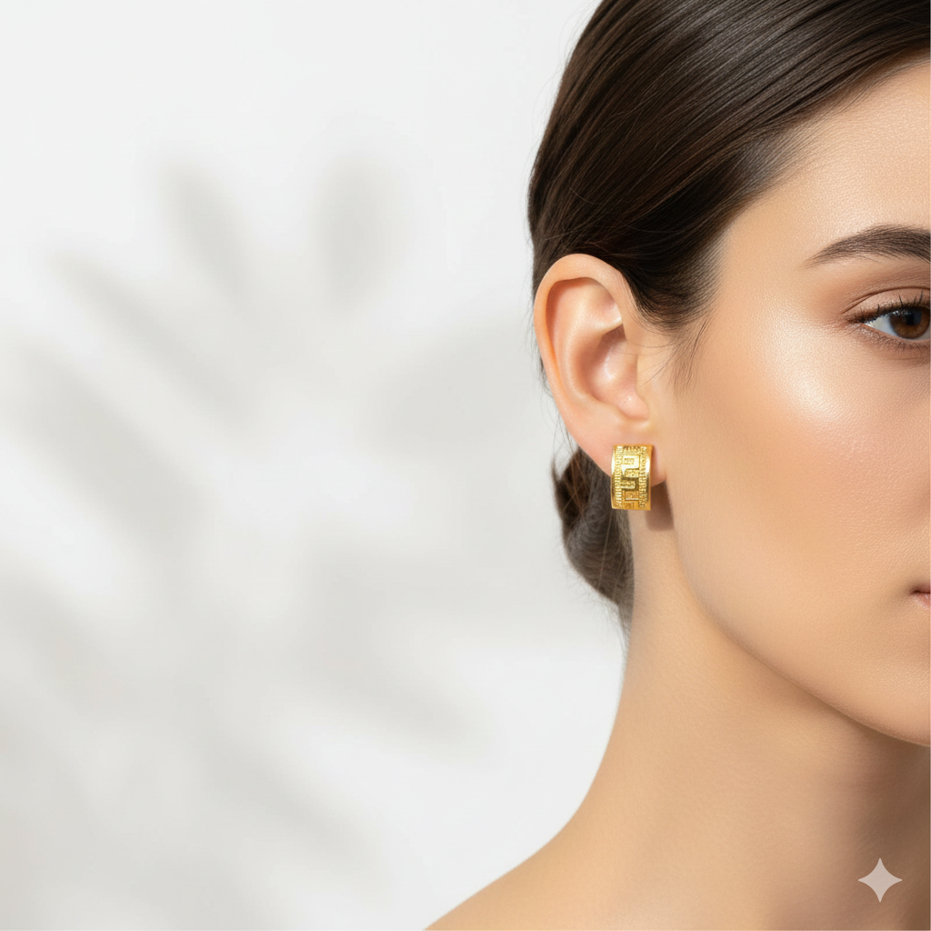 18K Real Gold Maze Earrings