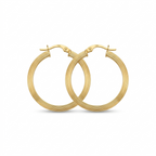 18k Gold Big Flat Lines Loop Earrings
