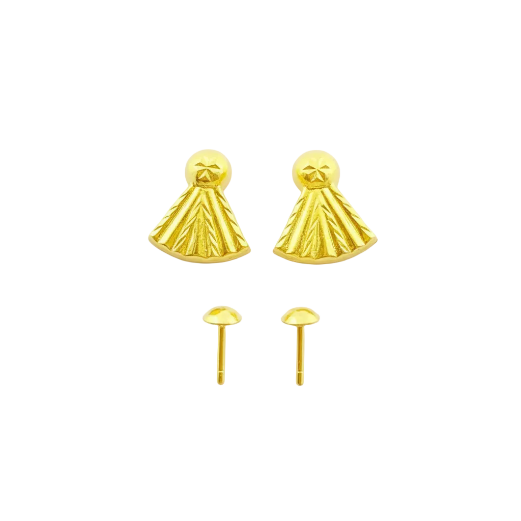 18K Real Gold Ribbon Earrings