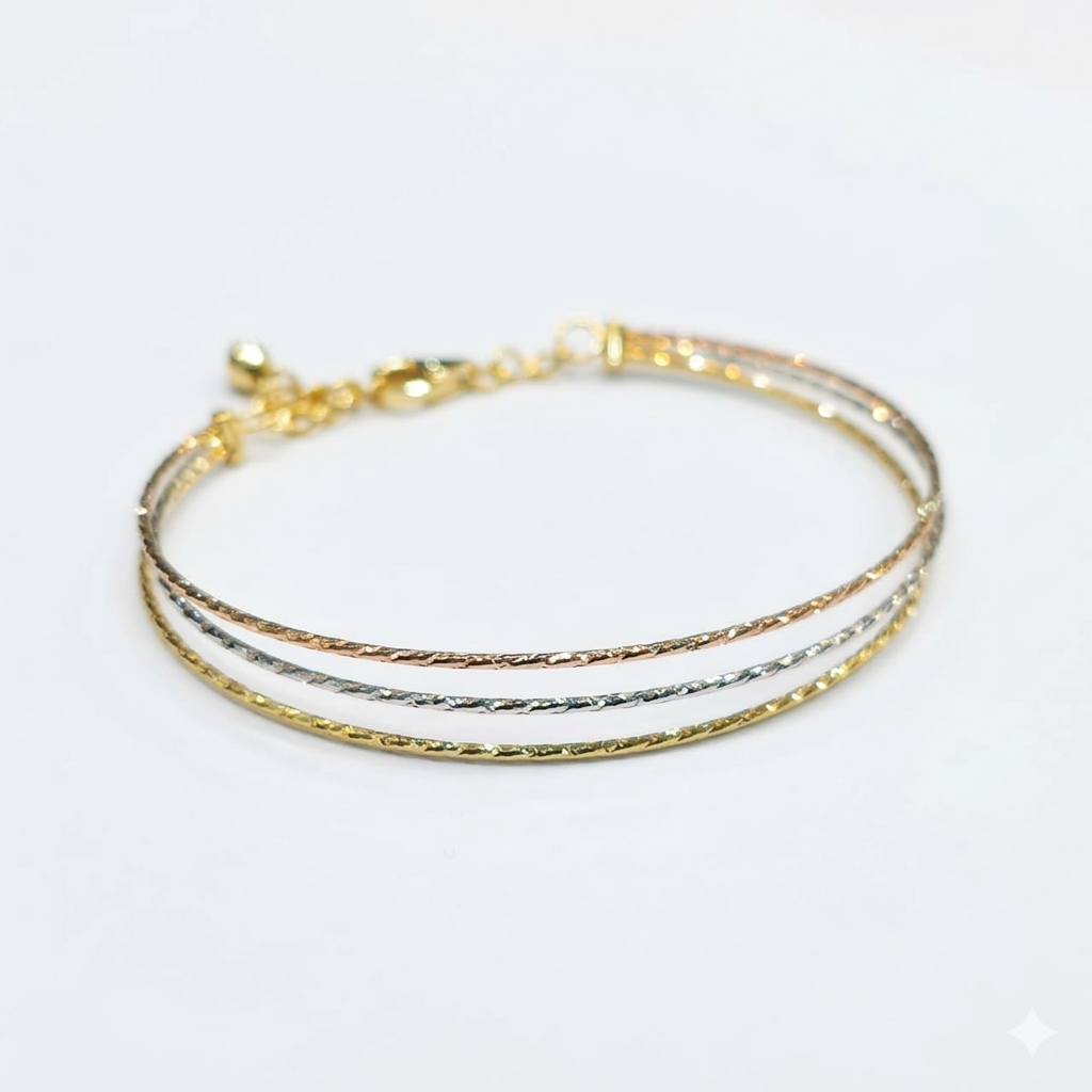 18k Gold 3 String Colored Bangle