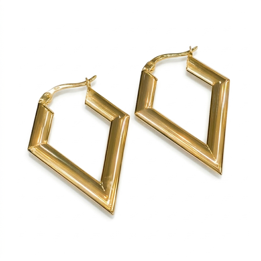 18k Gold Arrow Inspired Loop Earrings