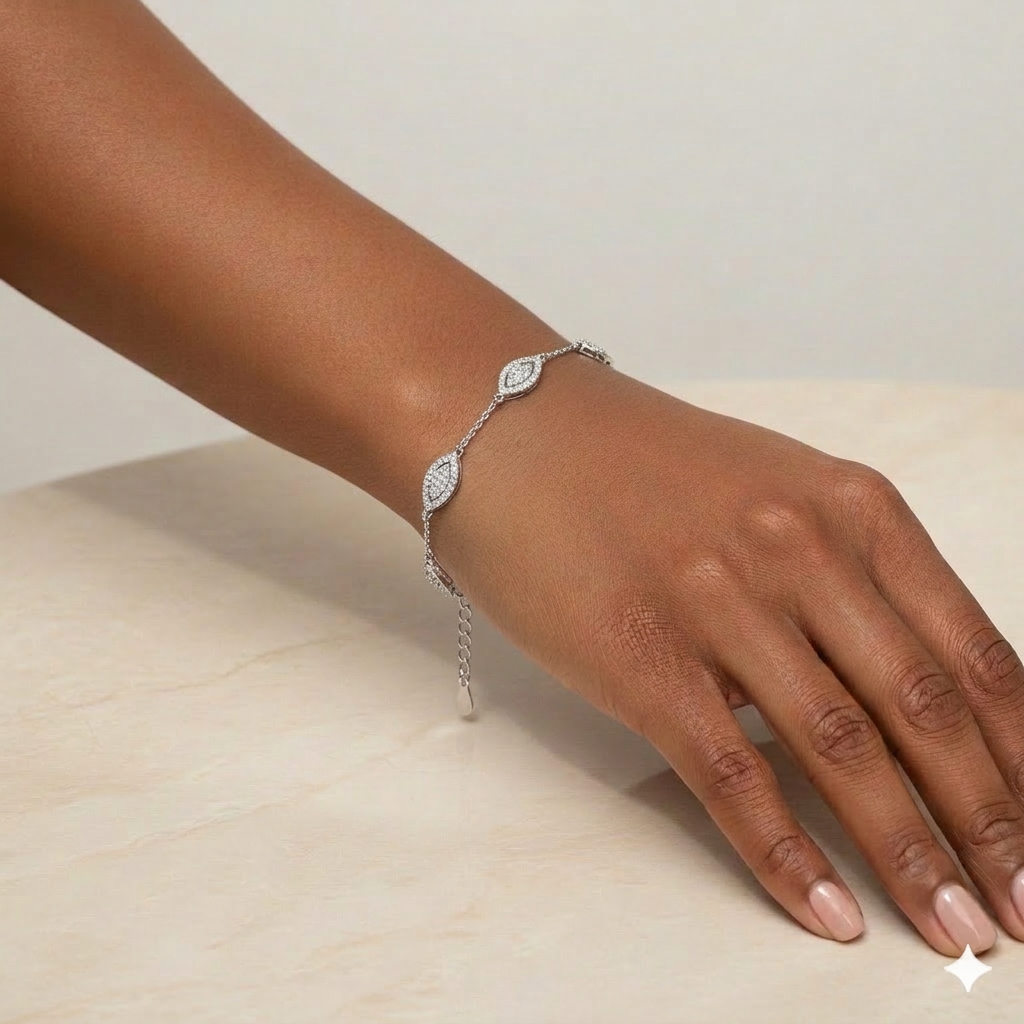 925 Silver 5 Leaf Bracelet