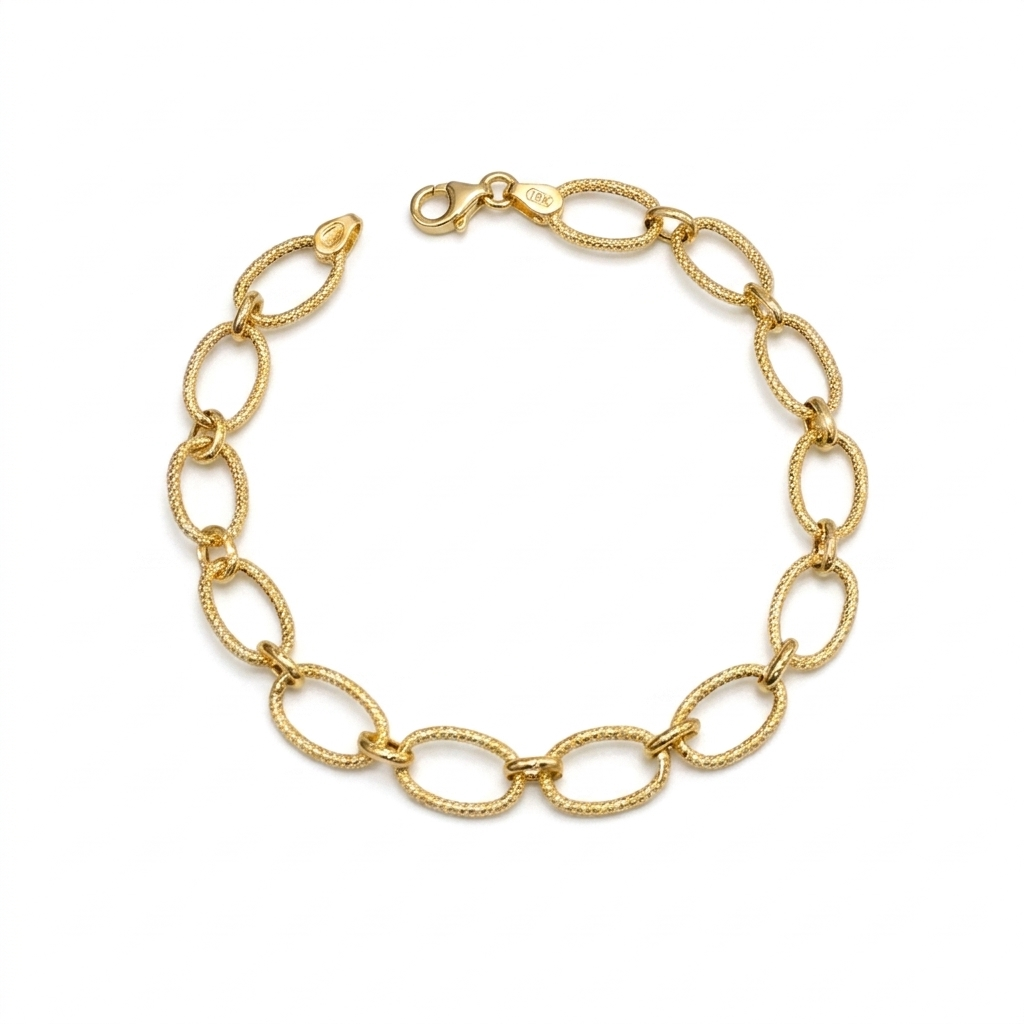 18k Gold Thin Matte Loop Bracelet