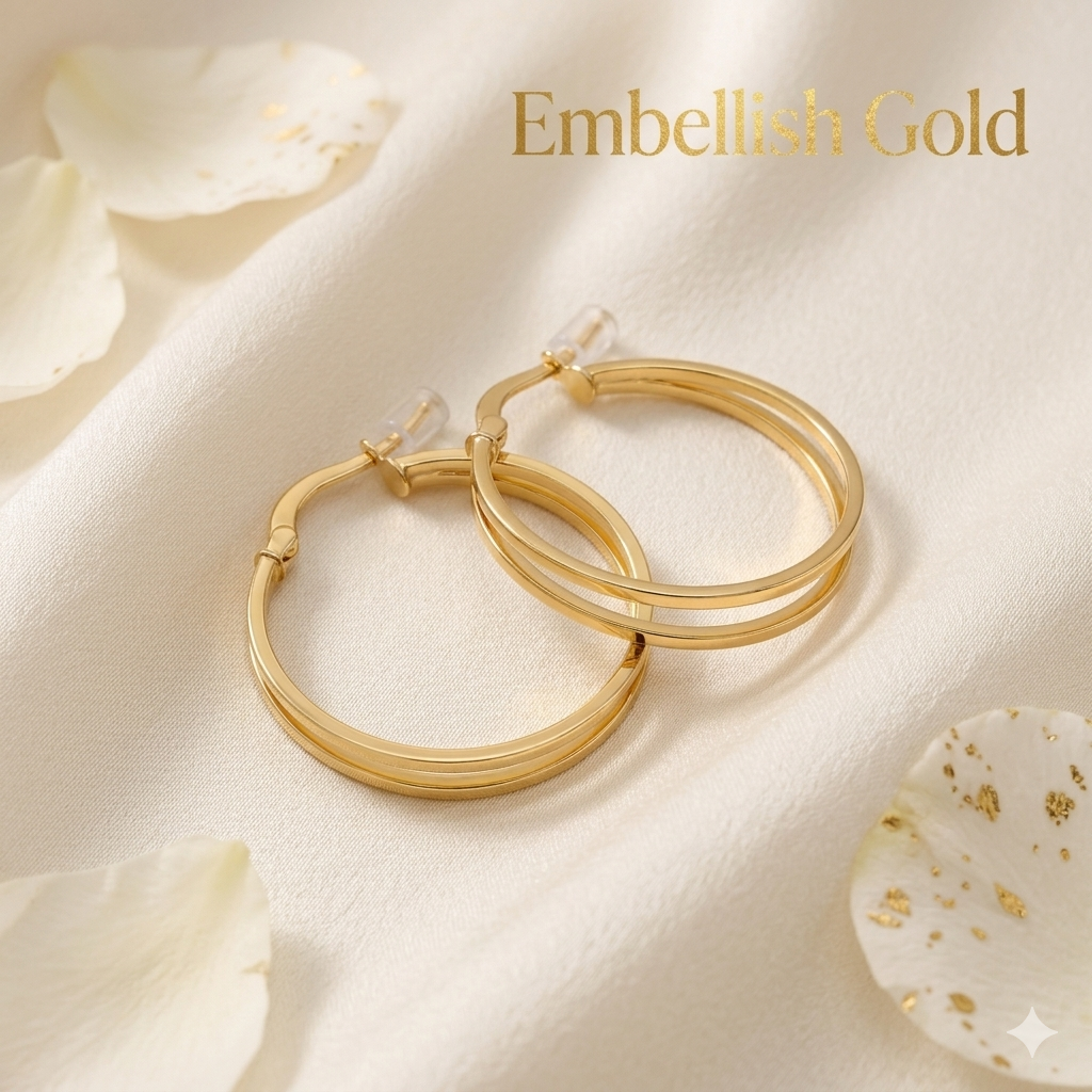 18k Gold Thin Line Loop Earrings
