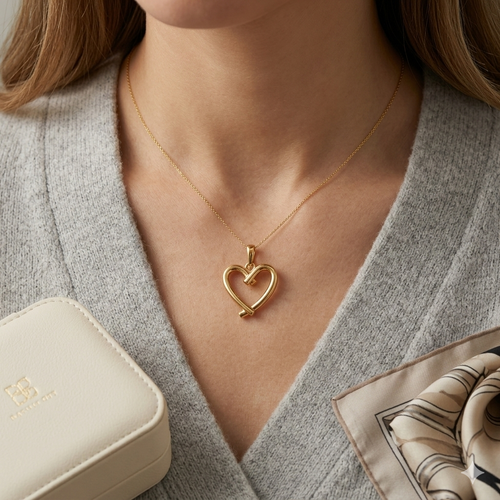 18k Gold Dia Happy Heart Pendant