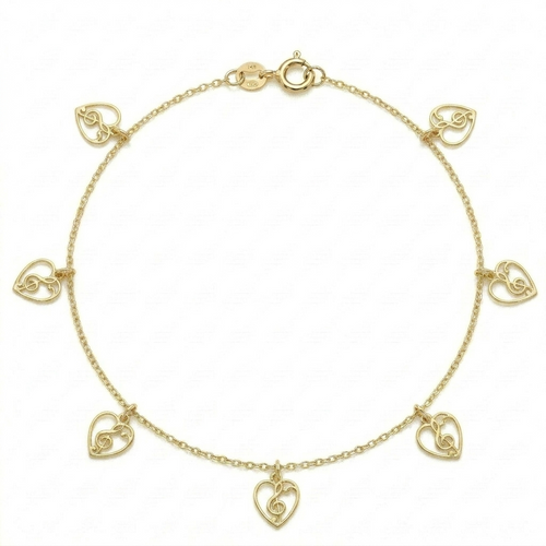 18k Gold Heart G-Cleft Anklet