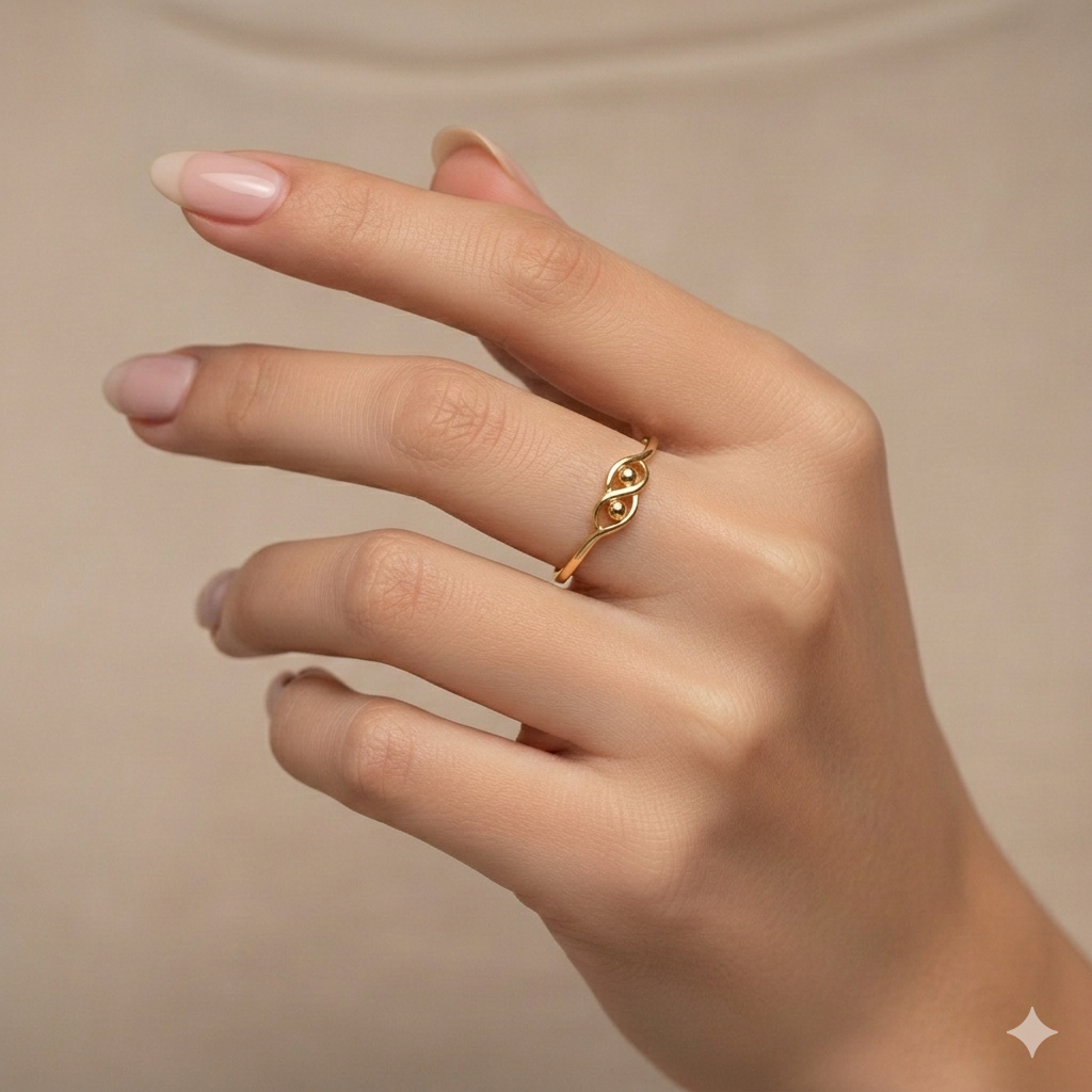 18k Gold Infinity Ball Ring