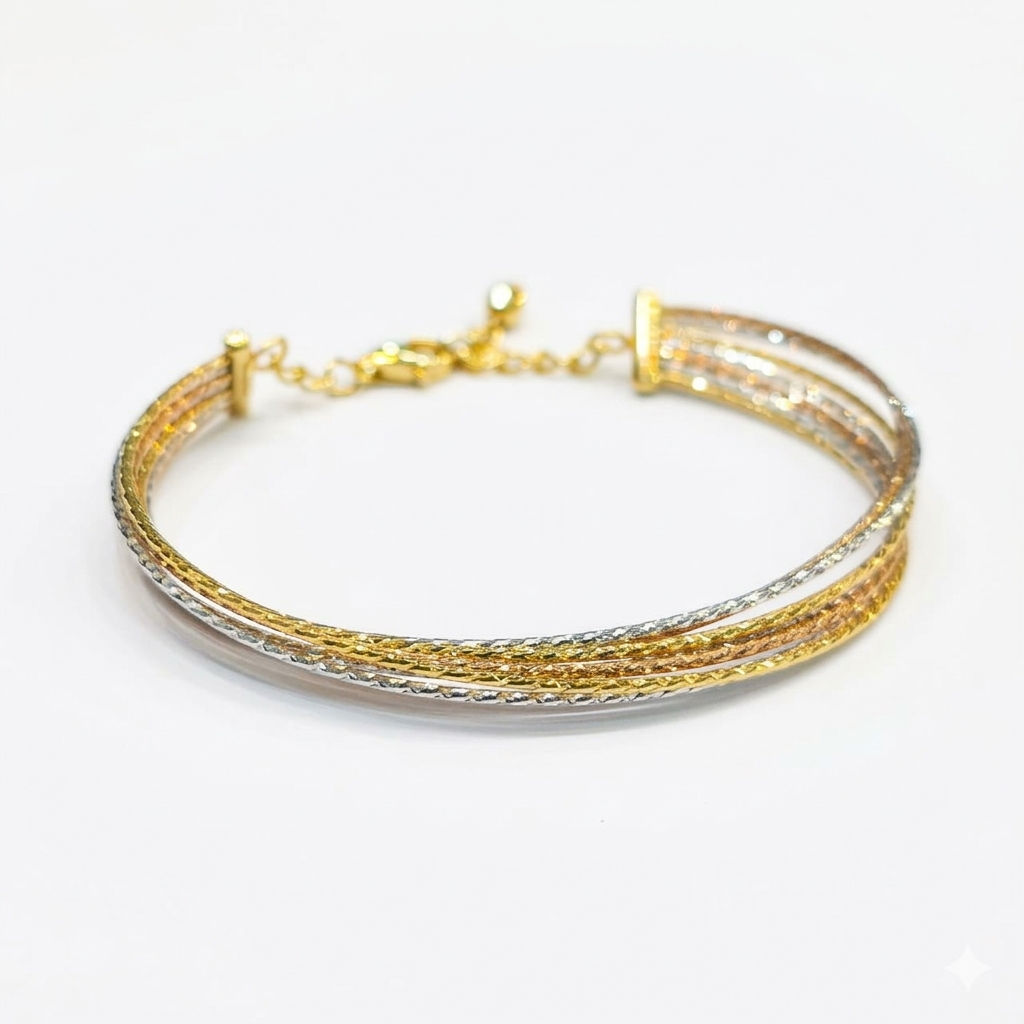 18k Gold Tri Color Bangle
