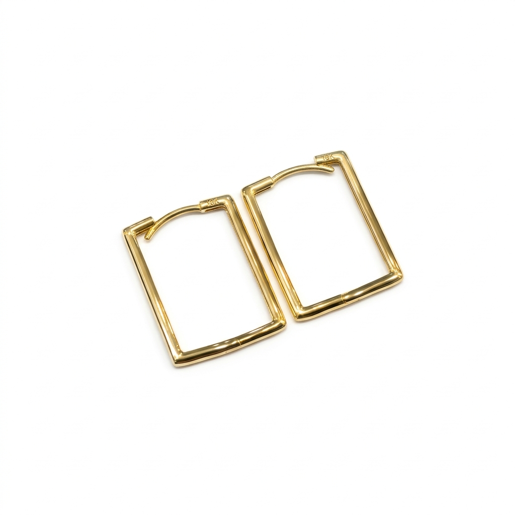 18k Gold Cube Inspired Loop Earrings