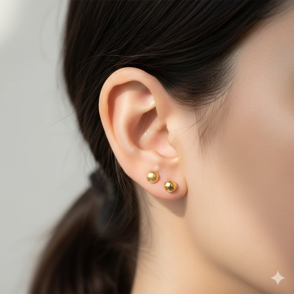 18K Gold Balls Screw Earrings
