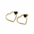 18k Gold Heart to Heart Hanging Earrings