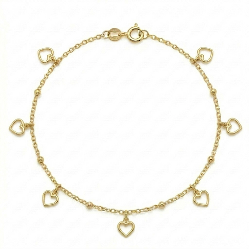 18k Gold Heart Ball Anklet