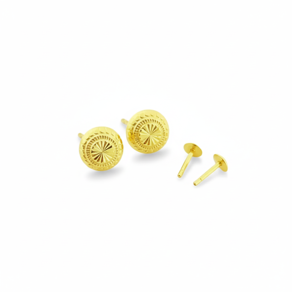 18K Real Gold Sunflower Screw Earrings