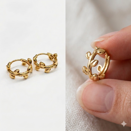 18k Gold Leaf Clip Earrings