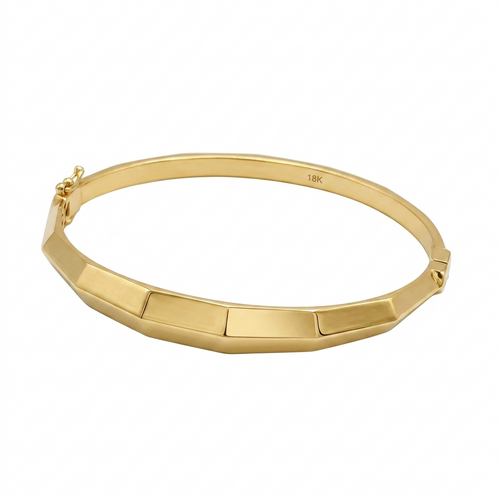 18k Gold Dia Cut Inspired Bangle