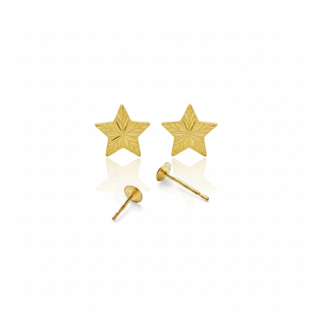 18K Real Gold Super Star Earrings