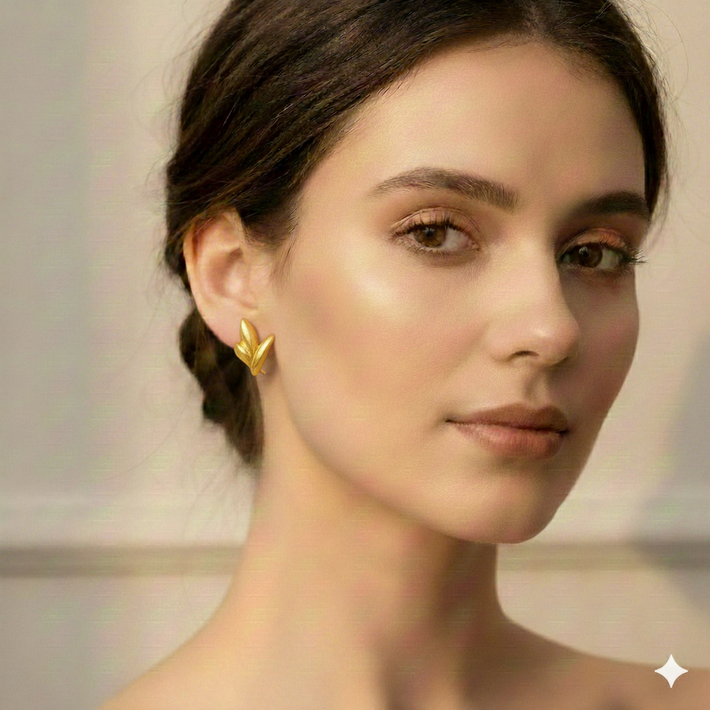 18K Real Gold Amazon Flower Earrings