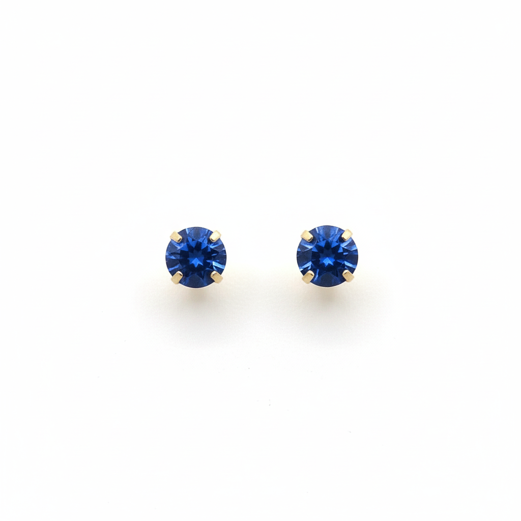 18k Gold Zircon Stone Earrings