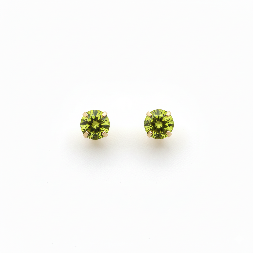 18k Gold Zircon Stone Earrings