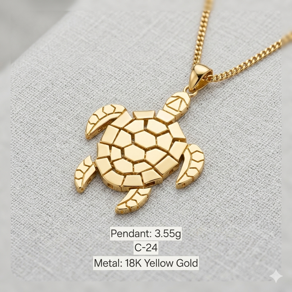 18k Gold Turquoise Pendant