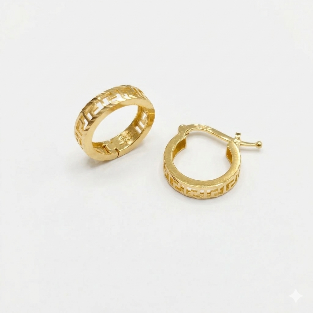 18k Gold Zigzag Loop Earrings
