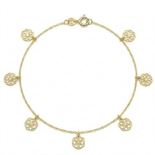 18k Gold Flower Lotus Anklet