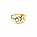 18k Gold Plain Heart In Heart Ring