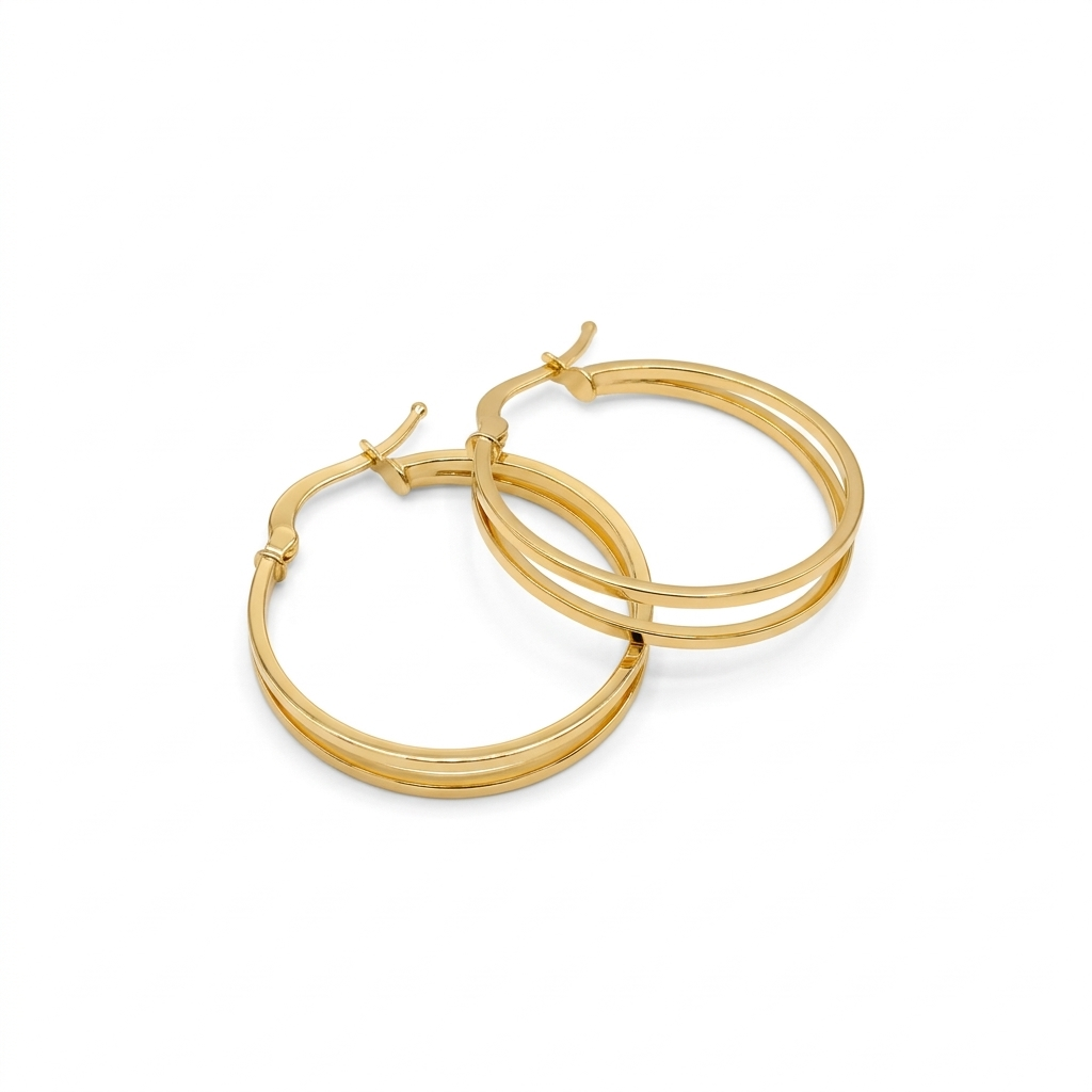 18k Gold Thin Line Loop Earrings