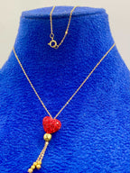 18K Real Gold Swarovski Red Heart Necklace - Embellish Gold